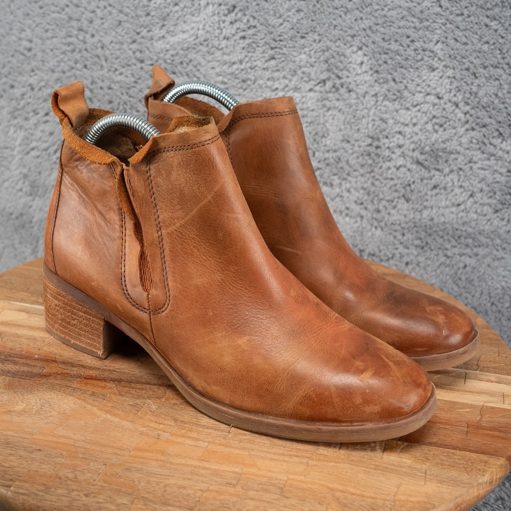 Korks Booties Size 8.5 M Leather Tan Distressed Boho Ankle